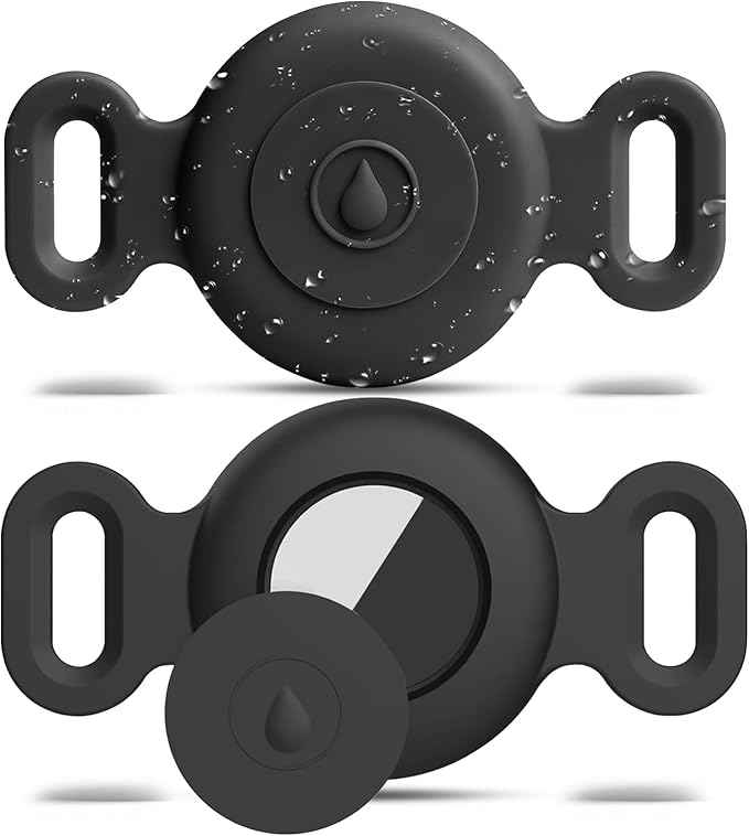 Dog Safety Pendant, Collar Holder for AirTag 2nd & 1st Gen, Pet Tracker Accessory for Dog GPS Tracking, Durable Silicone, Waterproof & Shock-Resistant, Anti-Scratch Anti-Loss (Black, Small)