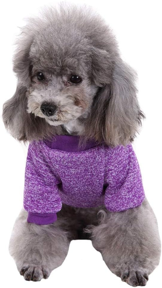 Jecikelon Dog Clothes Dogs Sweater Soft Puppies Clothing Winter Puppy Sweaters Warm Outfit for Dogs Small XXS XS Cat Apparel (Large, Purple)