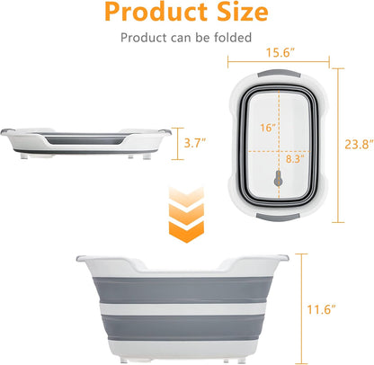 7.1 Gal/27L Multipurpose Collapsible Pet Bathtub Upgraded with Drainage Hole and Pet Hair Collector for Bathing/Shower, Portable Laundry Basket-Foldable Bathing Tub-Storage Organizer.