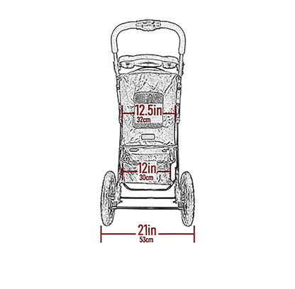 Pet Gear No-Zip NV Pet Stroller for Cats/Dogs, Zipperless Entry, Easy One-Hand Fold, Gel-Filled Tires, Plush Pad + Weather Cover Included, Peony
