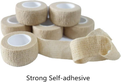 6 Pack 1" x 5 Yards Self Adhesive Bandage Wrap Breathable Cohesive Vet Wrap for Pets, Elastic Self-Adherent Tape for Sports, Wrist, Ankle (Skin Color)