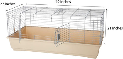 Amazon Basics Top Access Small Animal, Rabbit & Guinea Pig Cage, Ferret Cage Habitat With Accessories, Jumbo, Multicolor, 48.6"L x 26.6"W x 20.6"H
