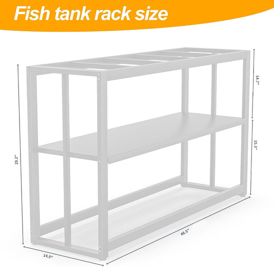 Akenow 55-75 Gallon Fish Tank Stand with Storage Shelf, 48.5 x14.9 x 29.2 Inch Aquarium Stand, Turtle Tank, Reptile Terrariums and Breeder Tank Stand,980LBS Capacity, White