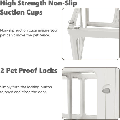 Clear Acrylic Dog Playpen with Door, for Puppy Cat Rabbit Transparent Pet Pen, Dog Playpen Indoor, Dog Fence, Easy Assemble & Cleaning Dog Pen for Small & Medium Dogs (29.5“ Height, 10PCS)