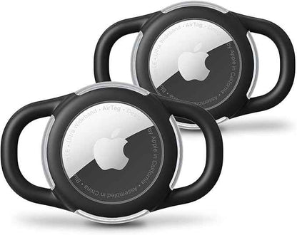 Waterproof Airtag Dog Collar Holder, Silicone & ABS Airtag Holder for Dog & Cat Collars, Ultra-Durable, Lightweight and Protective Airtag Case (Black & Black, Small)