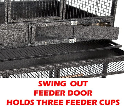 Extra Large Single Stacker Strong Heavy Duty Wrought Iron Breeder Parrot Aviary Bird Breeding Breeder Cage with Side Nest Breeding Doors On Wheels