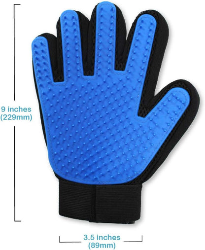 Pets First Dog Grooming Gloves Best Professional Deshedding, Brushing, Cleaning Mitt Tool for Small, Medium or Large Dogs & Cats. Fur & Hair Remover. Prevents Matted Coats. Soft Rubber Bristle Brush