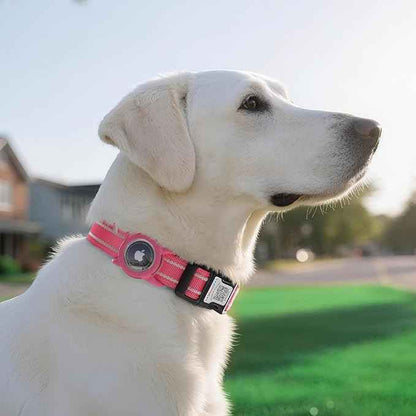 Airtag Dog Collar with QR Code, Reflective Dog Collar with Airtag Holder, Soft Padded & Safety Locking Buckle Adjustable Dog Collar for Large Dogs