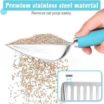 Cat Litter Scoop - Stainless Steel Metal Cat Litter Scoop-Sturdy Mesh Scooper - Mesh Shovel-Easy to Clean - Suitable for Cat Litter Box -Blue