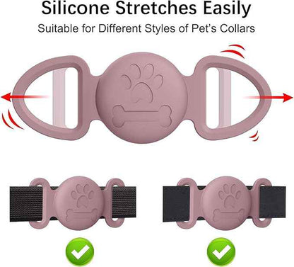 2 Pack Case for Airtag Dog Cat Collar Holder, Soft Silicone Anti-Lost Waterproof Protective Case Compatible with Apple Airtag, for Pet Dog Cat Collars Holder