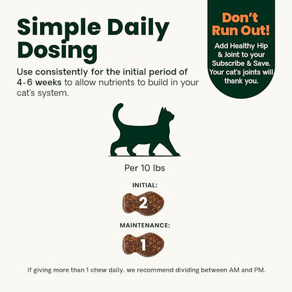 VetriScience Ultimate Strength Healthy Hip & Joint Chews, GlycoFlex Glucosamine, Chondroitin and Green-Lipped Mussel Joint Supplement for Cats, Soothe Joint Discomfort, Chicken, 30 Count