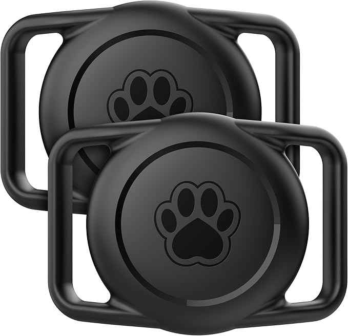 for AirTag Dog Collar Holder 2 Pack Dog Collar with AirTag Holder Waterproof AirTag Holder for Dog Collar, Secure Silicone Case for Apple AirTag 1 & 2, Lightweight Anti-Lost Pet Tracker Mount