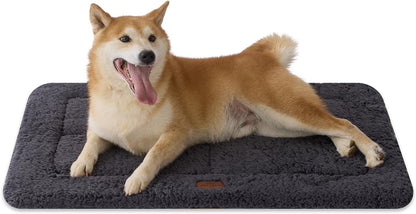 Joydeco Low Profile Dog Crate Mat Reversible Bed Pad, Washable Dog Pad Mat with Ultra Soft Fleece, Compact Design Kennel Beds Mats for Large Medium Small Pets, 35" x 23" Dark Gray