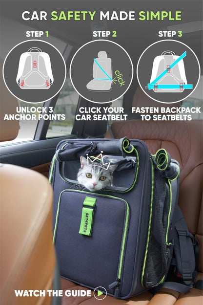 Cat Backpack Carrier & Dog Car Seat for Small Pets Up to 25 lbs - Expandable Cat Carrier Backpack with Breathable Mesh - Waterproof for Travel - 3 in 1 - Pawvie