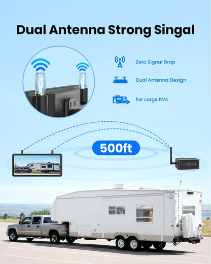 AUTO-VOX Wireless Backup Camera Magnetic:7.2" 1080P HD DVR Recording Monitor,No Wiring 1 Min Install Dual Antenna RV Back Up Camera,IP69K Waterproof with IR Night Vision for Truck,Camper,Trailer