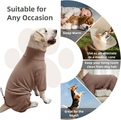 Dog Pyjamas PJS Sweater Clothing and Home Clothing Suitable for Medium to Large Breeds of Dogs, Dog Neutering Suits, Extra-Large Stretch Fabric, Four-Legged Clothes (Thickened Coffee, 2XL)