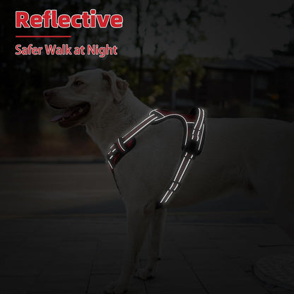 PUPTECK No Pull Dog Harness for Large, Adjustable Reflective Dog Harness with Handle Easy Control, Comfortable Soft Padded Pet Vest Harness for Extra Large Dogs, Red XL