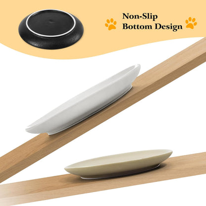 3PCS Cat Food Bowl,Ceramic Cat Dish for Indoor Cats,Wide Shallow Cat Bowls for Dry and Wet Food,Anti Whisker Fatigue Cat Plates for Kitten Cats or Dogs