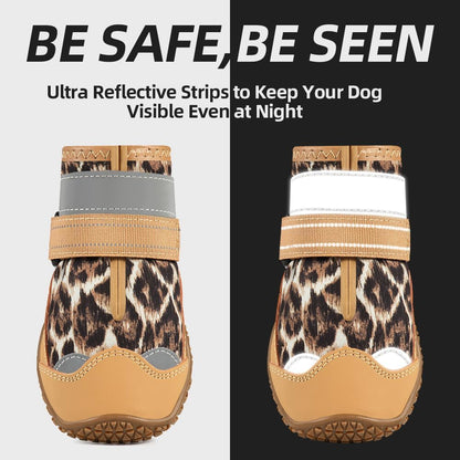 Dog Shoes for Large Dogs, Medium Dog Boots & Paw Protectors for Hardwood Floors, Outdoor Dog Booties for Hot Pavement Winter Snow Hiking, Waterproof Dog Shoes with Reflective Strips Size 8