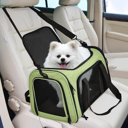 Pet Carrier for Small Medium Cats Dogs Puppies up to 15 Lbs, Airline Approved Small Dog Carrier Soft Sided, Collapsible Travel Puppy Carrier - Green