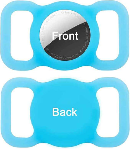 2 Pack Protective Air Tag Case for Dog Collar, Pet/Dog Collar Holder Case Compatible with Apple Air Tag, Waterproof Air tag Loop for GPS Tracker Lightweight Soft Anti Scratch Anti Lost Blue Purple