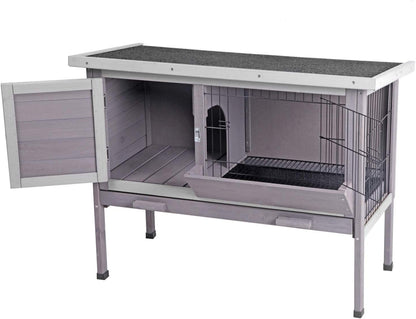 Aivituvin Outdoor Rabbit Hutch, Wooden Bunny Cages Indoor with Deeper Leakproof Tray - Upgrade with Metal Wire Pan