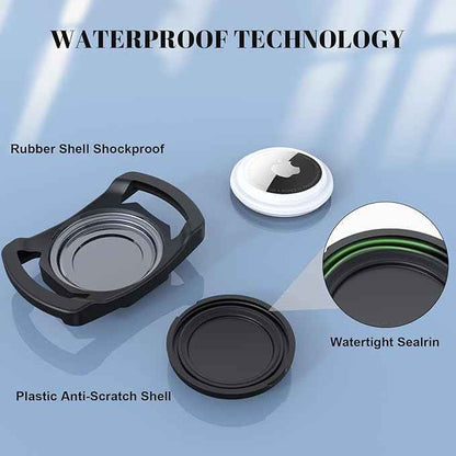 SANKALA Airtag Dog Collar Holder, [2 Pack] Waterproof Airtag Case for Dog Collar, TPU & Silicone Full Body Covered Anti-Lost Apple Air Tag Collar Holder Protective Airtag Case for Pet Collar
