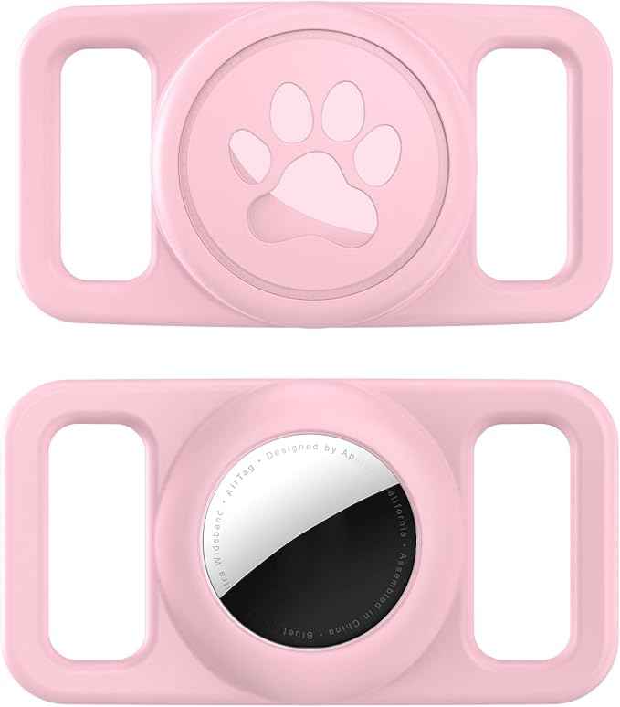 for Airtag Dog Collar Holder (1-Pack Pink) | Waterproof & Secure Silicone Case for AirTag | Anti-Lost Pet Tracker Cover for Dogs & Cats