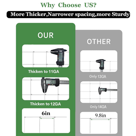 Farm Fence 6ft x 100ft Heavy Zinc Coating Field Wire Fencing, Deer Fence, Galvanized Livestock Fence,Goat Fence,Hog Wire Fencing, Garden Fencing Used to Yard and Garden