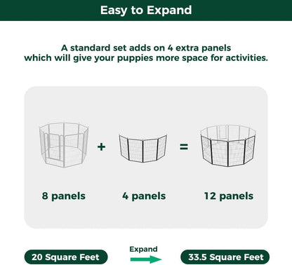 FXW Rollick Unleashed Dog Playpen for Indoor, Yard, RV Camping, 45 inch 4 Panels for Large Dogs, Black│Patented