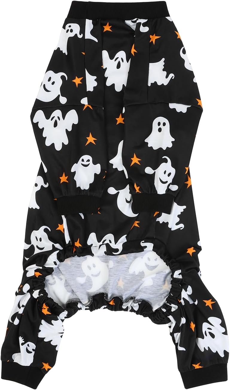 HDE Dog Pajamas One Piece Jumpsuit Lightweight Dog PJs Shirt for M-3XL Dogs Ghostly Stars - L