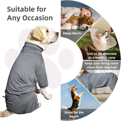 Dog Pyjamas PJS Sweater Clothes and Home Clothing Suitable for Large to Giant Breeds of Dogs, Dog Surgery Recovery Suit, Extra-Large Stretch Fabric, Four-Legged Clothes(Thin Forid Gray, 6XL)