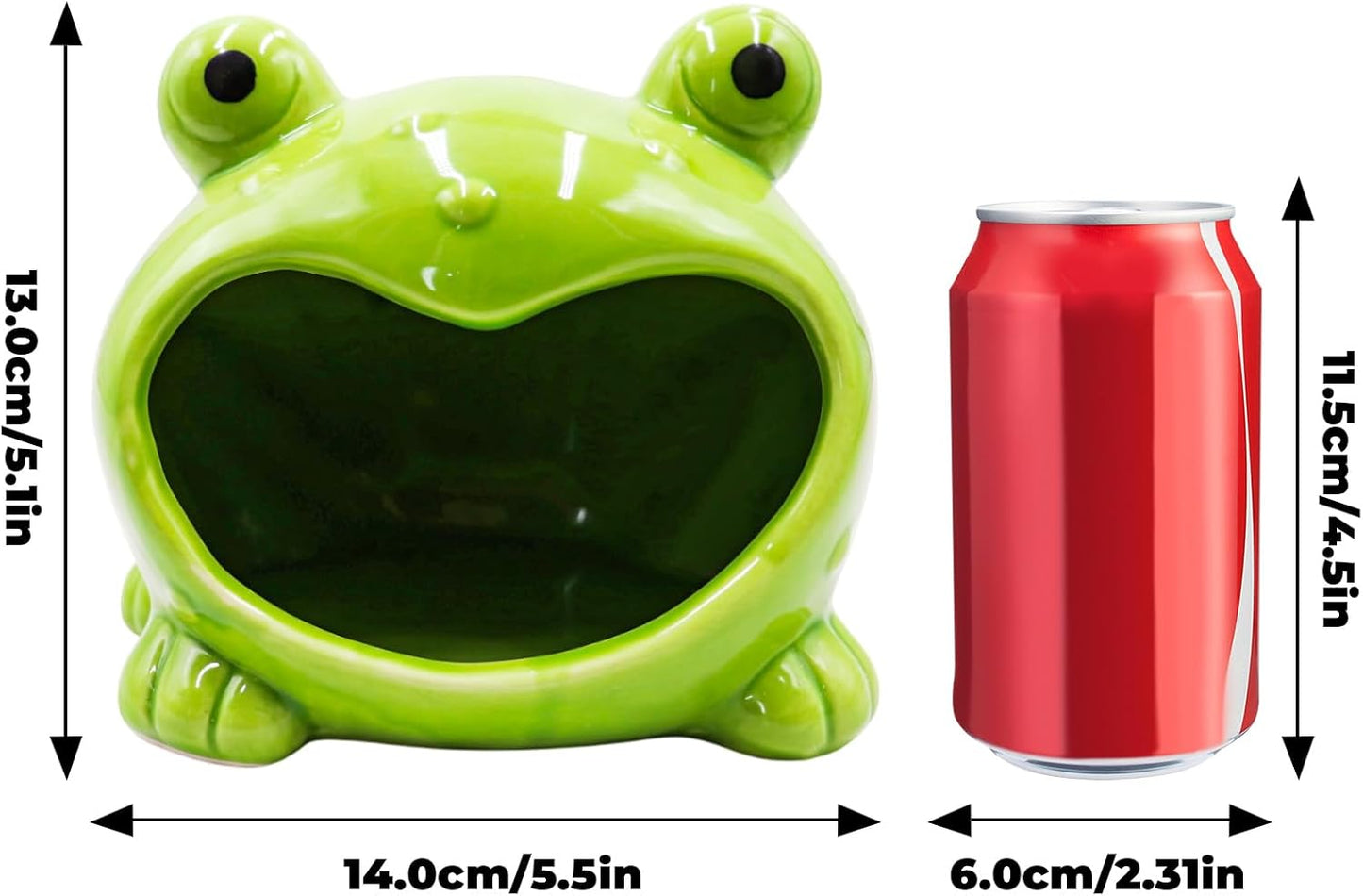 Reptile Tank Accessories – Ceramic Cartoon Frog Hideout with Open-Mouth Entrance, Cute Habitat Shelter for Hermit Crabs, Tortoises, Geckos, Tarantulas & Small Reptiles