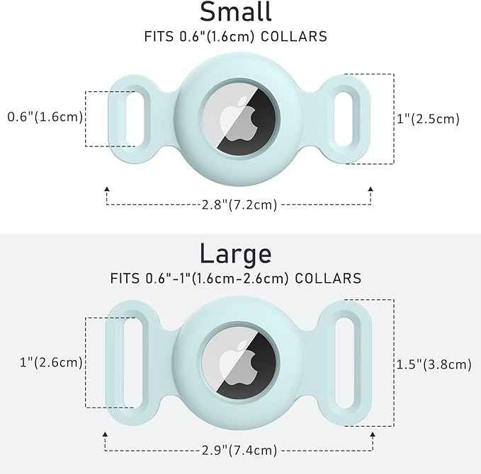 2 Pack Case for Airtag Dog Cat Collar Holder, Soft Silicone Anti-Lost Waterproof Protective Case Compatible with Apple Airtag, for Pet Dog Cat Collars Holder