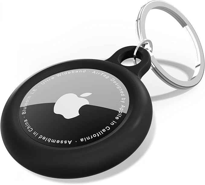 oakxco for Airtag Keychain Silicone, Airtag Holder with Key Ring, Air Tag Cover Cute Accessories for Kids, Luggage, Car Dog Collar, Car, Compatible with Apple Airtag Case Waterproof Tracker, Black