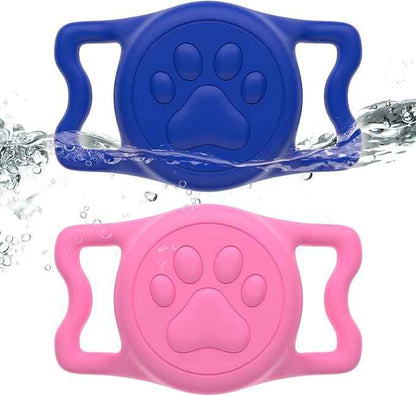 for Airtag Dog Collar Holder, Dog Airtag Holder Waterproof, Lightweight & Soft Silicone Air Tag Case for Pet Collars, Works with Multiple Tracker Tag Products (Blue1+Pink1, 2 Pack)