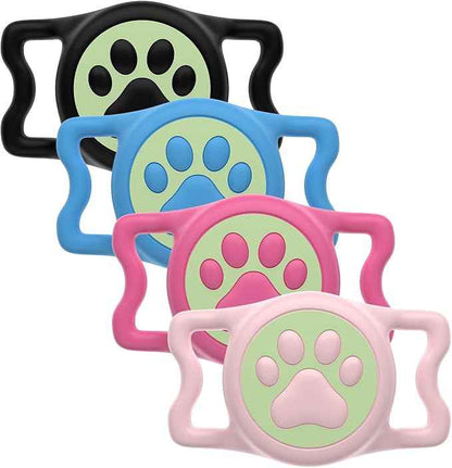 for Airtag Dog Collar Holder, Dog Airtag Holder Waterproof, Lightweight Silicone Air Tag Case for Pet Collars, Works with Multiple Tracker Tag Products(Luminous (black+rose+blue+pink) 4 Pack)
