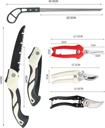 5 Piece Gardening Scissors Folding Saw Pruner Set with Pruner Saw Hand Garden Clippers Set