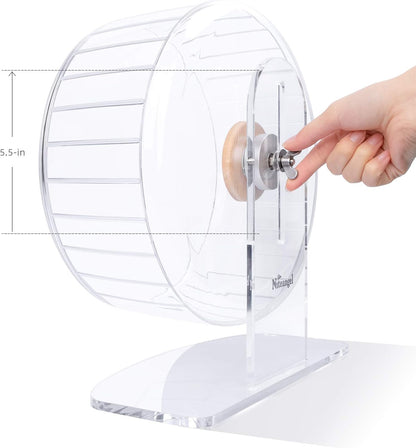 Niteangel Super-Silent Hamster Exercise Wheels: - Quiet Spinner Hamster Running Wheels with Adjustable Stand for Hamsters Gerbils Mice Or Other Small Animals (L, Transparent)