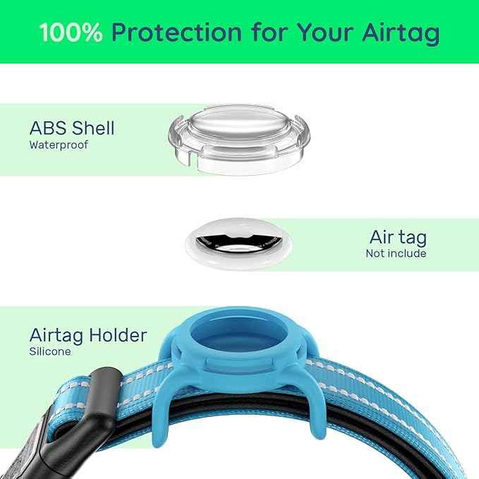 Airtag Dog Collar with QR Code, Reflective Dog Collar with Airtag Holder, Soft Padded & Safety Locking Buckle Adjustable Pet Collar for Medium Dogs