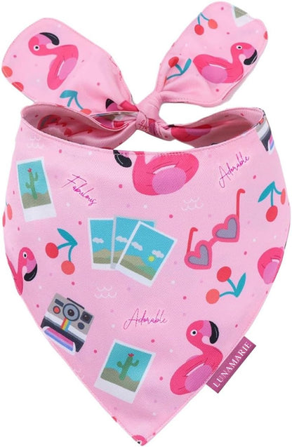 LunaMarie - Luxury Pet Birthday Bandanas -Premium & Silky Poly Fabric | 100% Handmade | Custom Shape Dual Layered (Summer Vibes, Small)