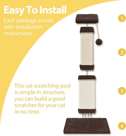 AGYM Cat Scratching Post, 32 Inch Cat Scratch Post for Cats and Kittens, Protect Your Furniture and Exercise Cats, Nature Sisal Modern Cat Scratcher for Indoor Cats, Brown