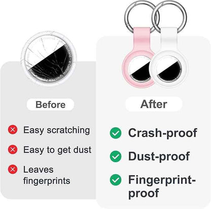 [2 Pack] Case for AirTag 2nd Gen (2026) & 1st Gen, Silicone Holder Keychain Key Ring, Protective Cover for Air Tags, GPS Finder Accessories for Bags, Pets, Kids, Luggage, Pink/White