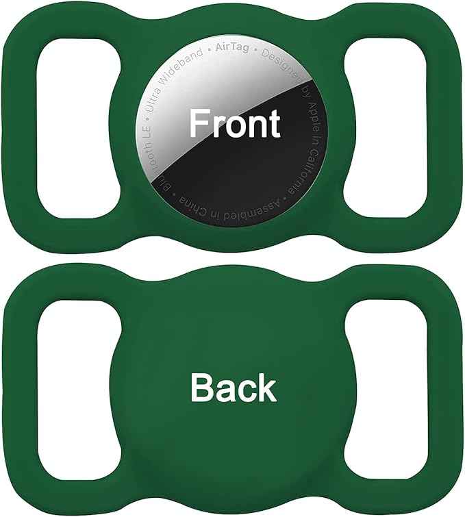 2 Pack Protective Air tag Case for Dog Collar, Pet/Dog Collar Holder Case Compatible with Apple Air Tag, Waterproof Air tag Loop for GPS Tracker Lightweight Soft Anti Scratch Anti Lost Green Wine