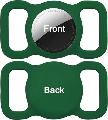 2 Pack Protective Air tag Case for Dog Collar, Pet/Dog Collar Holder Case Compatible with Apple Air Tag, Waterproof Air tag Loop for GPS Tracker Lightweight Soft Anti Scratch Anti Lost Green Wine