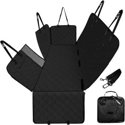 Dog Car Seat Cover for Back Seats 100% Waterproof with Metal Buckle Mesh Window Scratch Proof Heavy Duty Rear Backseat Protector Hammock for Pet, SUV Truck Vehicle Accessories, 54" x 58", Black - Pawvie