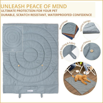 Portable Dog Mat - Waterproof & Foldable Pet Bed - Ideal for Indoor, Outdoor, Cafes, Travel, Camping, Grooming & Training - 39"x30" - Includes Carry Bag - Durable, Washable & Lightweight - Grey