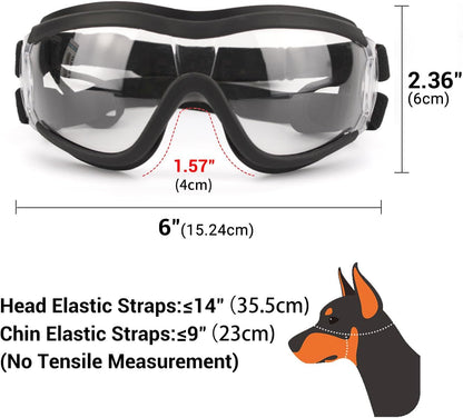 Pack of 2 Dog Goggles Dog Sunglasses for Medium to Large Breed Anti-UV Eye Protection with Adjustable Straps- Silver & Transparent
