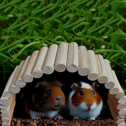 SIMENA Wooden Hamster Suspension Bridge Toy, Hamster Fencing, Natural Climbing Ladder for Dwarf Hamsters, Syrian Hamsters, Mice, Gerbils & Small Pets (Plain, 15.75")