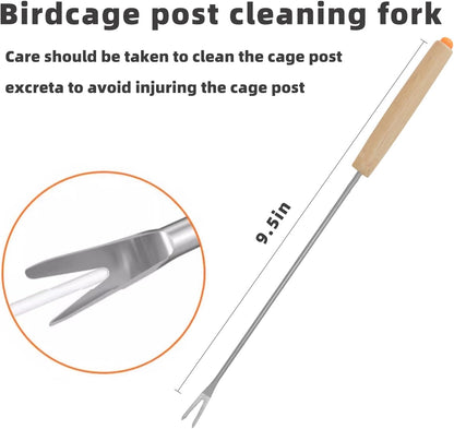 5 PCE Set Bird Cage Cleaner Stainless Steel Poop Remover Bird Cage Accessories Parakeet Items Small Animal Cage Cleaning